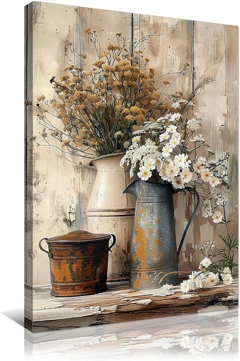 Amazon.com: vandlife Framed Flower Canvas Print Rustic Creamy Yellow Wood Grain Room Decor White Jasmine and Rusty Watering Cans Painting for Living Room Bedroom Home Decor Ready to Hang 18x24in: Posters & Prints Room Decor White, Mirror Gallery, Yellow Wood, Watering Cans, Painting For Living Room, White Jasmine, Hanging Posters, Home Decor Paintings, Flower Canvas