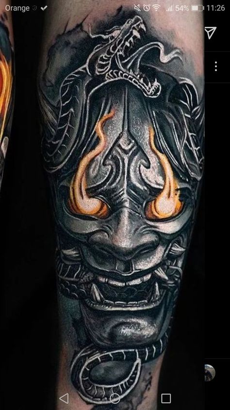 Samurai Mask Tattoo, Cover Up Tattoos For Men, Tattoo Perna, Oni Mask Tattoo, Guerriero Samurai, Warrior Mask, Japanese Tattoos For Men, Oni Tattoo, Places To Get Tattoos