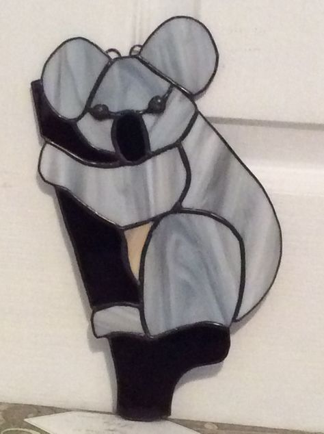 Stained glass koala bear for my granddaughter Koala Template, Scroll Art, For My Granddaughter, Glass Houses, Animal Templates, Glass Suncatchers, Glass Art Projects, Stained Glass Ornaments, Mirror Mosaic