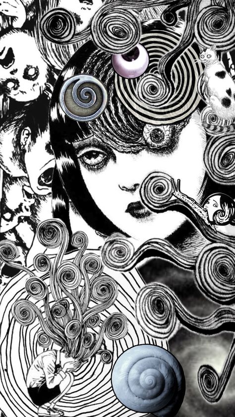 #junjiito #uzumaki #spirals #animated #eyestrain Uzumaki Spiral, Spiral Potato, Spiral Drawing, Eyestrain Art, Background Drawing, Junji Ito, Body Drawing, Eye Drawing, Horror Art