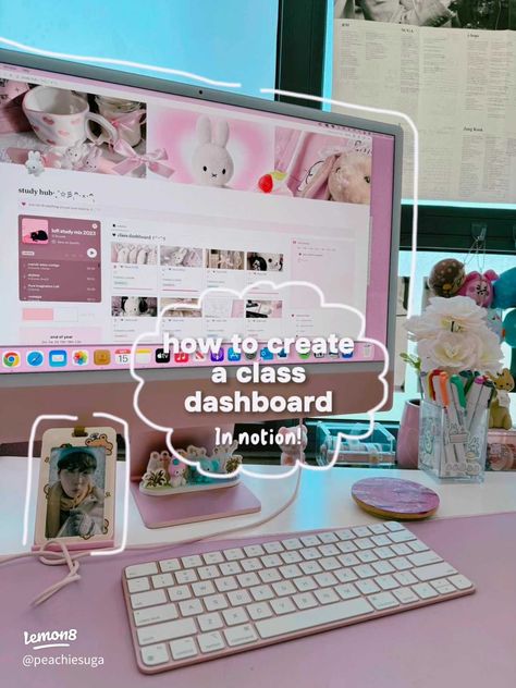 Lemon8 · 🎀 How to create a class dashboard on notion · @peachiesuga ♡ 🍵 Canvas School Dashboard Aesthetic, Notion Gallery View, Notion Ideas, Student Dashboard, Etsy Planner, Coquette Wallpaper, Goal Tracking, Notion Templates, Preppy Shoes