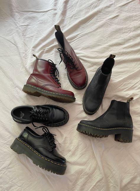 Canvas Doc Martens, Types Of Doc Martens, Doc Martens Collection, Dr Martens Collection, Red Dr Martens Outfit, Doc Martens Quad, Red Doc Martens Outfit, Doc Shoes, Platforms Outfit