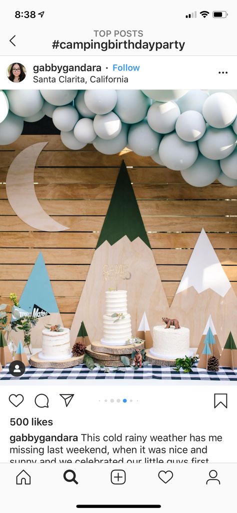 Mountain Balloon Garland, Camping Theme Backdrop, Mountain Theme First Birthday, Snowboard Theme Party, Ski Theme Birthday Party, Mountain Themed Birthday Party, Ski Baby Shower Ideas, Ski Birthday Party, Mountain Birthday Party