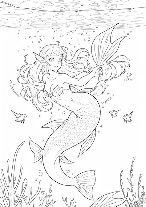 Anime Coloring Pages Free Printable, Baddie Coloring Pages Aesthetic, Siren Coloring Page, Drawing To Color In, Downloadable Coloring Pages Free, Coloring Templates For Adults, Whimsical Coloring Pages, Cool Coloring Pages Free Printable, Winx Coloring Pages