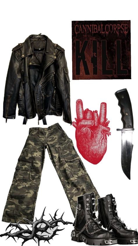 Metalhead Outfit Ideas, Metalhead Guy, Clothing Wishlist, Metal T Shirts, Tomboy Outfits, Fire Fits, Chill Outfits, Cool Fits, Edgy Outfits