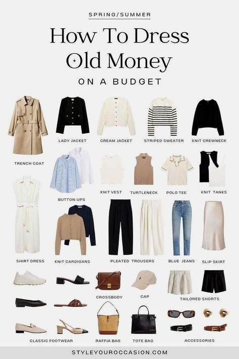 How to Dress Quiet Luxury (on a Budget): 15+ Chic Old Money Outfits on a Budget. Dress in classic and sophisticated old money outfits on a budget! Explore our affordable selection for old money style on a budget in our quiet luxury capsule wardrobe for spring and summer 2024. Find quiet luxury outfits and over 15 chic outfit ideas for spring and summer. Old Money Mum Outfit, How To Build An Old Money Wardrobe, Quiet Luxury Fashion Petite, Luxury Look Outfit Woman, Mid Size Old Money Outfits, Old Money Mom Outfits, Old Money Midsize, Quiet Luxury Capsule Wardrobe, Nancy Meyers Aesthetic Outfits