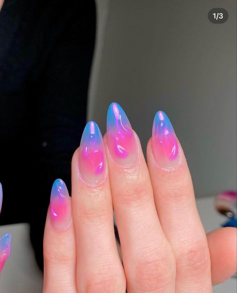 Jelly Aura Nails, Blue Ombre Nail, Ombre Nail Art, Blue Ombre Nails, Ombre Nail Art Designs, Aura Nails, Ombre Nail, Nail Art Ombre, Really Cute Nails