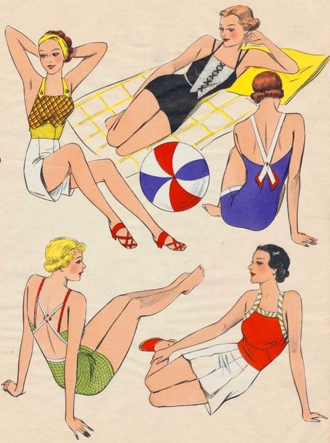 Clown Flash, 1920s Swimsuit, Vintage Bathing Suit Patterns, Vintage Hollywood Fashion, Florida Poster, Vintage Editorials, Swimming Bath, Vintage Swim, Beachwear Fashion