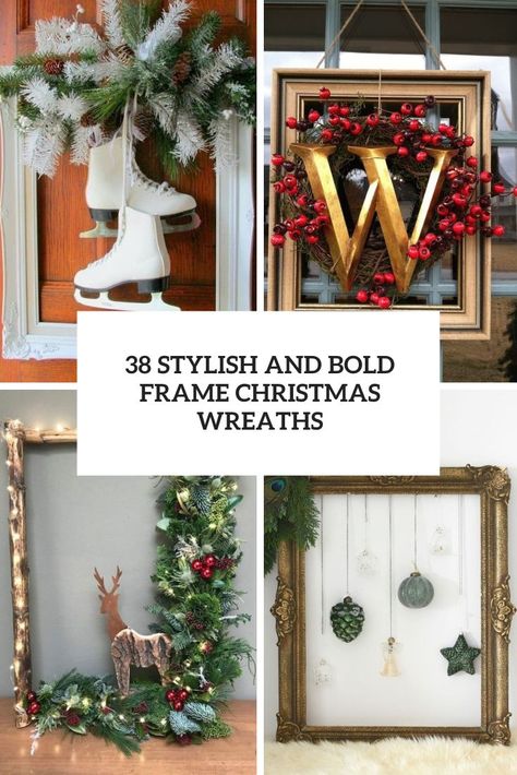 stylish and bold christmas frame wreaths cover Christmas Picture Frame Wreaths, Christmas Frame Wreath, Picture Frame Wreaths For Christmas, Picture Frame Christmas Wreath, Picture Frame Wreaths, Frame With Wreath, Frame Wreaths, Christmas Wreath Frames, Red Picture Frames