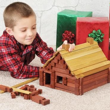 Wooden Log Sets Organic Mom, Old Fashioned Toys, Cozy Cabins, Wooden Log, Log House, Water Based Stain, House Building, Indoor Play, No Limit