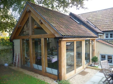 Timber Frame Kitchen Extension, Rustic Extension, Timber Extension, Timber Frame Extension, Oak Framed Extensions, Cottage Extension, Kitchen Extensions, Garden Room Ideas, Garden Room Extensions