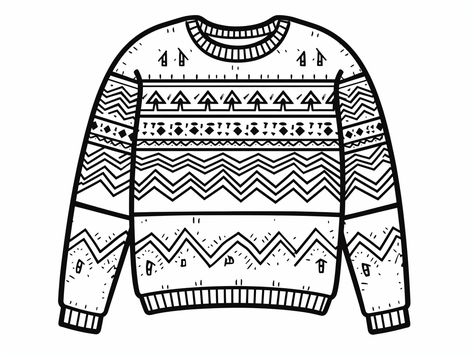 illustration of Get creative with sweater designs Sweater Coloring Page, Sweaters Drawing, Mandala Turtle, Sweater Designs, Coloring Page For Adults, Free Print, Winter Fun, Get Creative, Free Prints