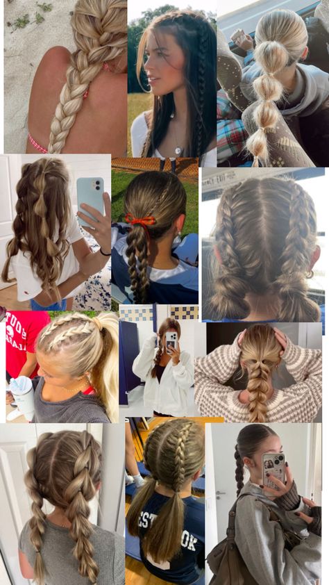 Cute Dance Class Hairstyles, Badminton Hairstyle, Easy Bubble Braid Hairstyles, Hair Styles Easy And Quick, Theme Park Hairstyles, Hoodie Hairstyles, Game Day Hairstyles, Sporty Hair, Cute Sporty Hairstyles