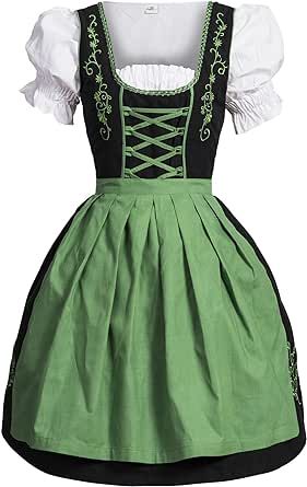 Dirndl Dress, Dress Blouse, Traditional Dresses, Black Green, Green Dress, 3 Piece, Apron, Free Delivery, Skirt