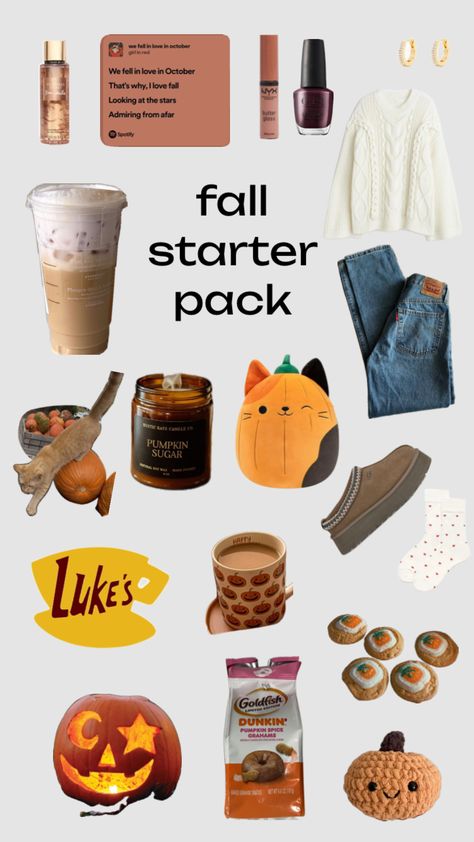 fall starter pack #fall#october#girlmore girls Fall Starter Pack, Autumn Starter Pack, Fall October, Look At The Stars, Starter Pack, We Fall In Love, Fall Looks, Pumpkin Spice