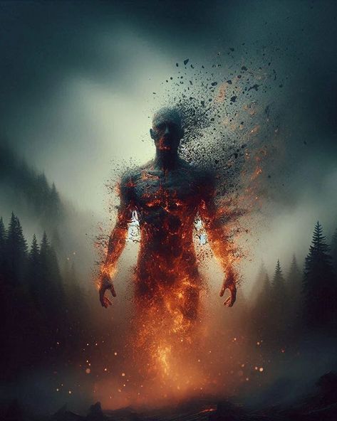 Earth and fire spirit #EerieGlow #earth #earthelement #fire ##fireelement #elemnts Gothic Graveyard, Fire Monster, Fire God, Fire Spirit, Ghost Type, Real Monsters, Fire Element, Stylish Art, Earth Elements