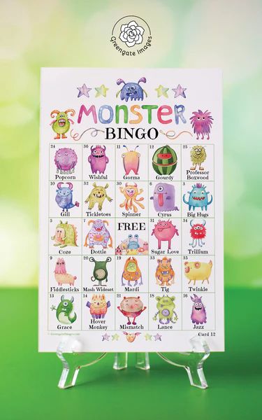 Monster Bingo – Greengate Images Monster Bingo, Monster Academy, Fictional Creatures, Senior Center Activities, Silly Names, Monster Decorations, Monster Inc Birthday, Monster Ideas, Halloween Class Party