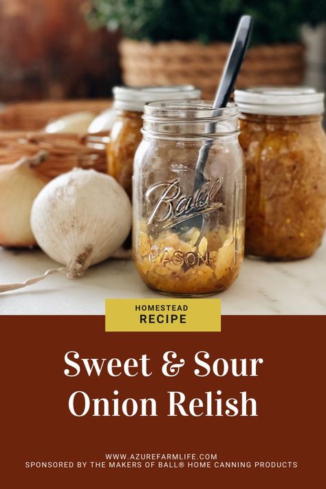 A Delicious Sweet And Sour Onion Relish Recipe Onion Relish Recipe, Azure Farm, Onion Benefits Health, Caramel Pears, Relish Recipe, Growing Onions, Onion Jam, Relish Recipes, Onion Relish