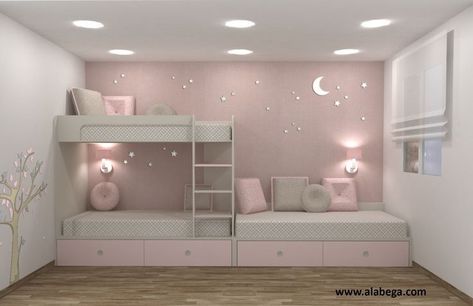 Kids Shared Bedroom Ideas, Triplets Bedroom, Shared Bedroom Ideas, Bedroom Ideas For Kids, Sister Bedroom, Sibling Room, Loft Bed Plans, Kids Rooms Inspo, Kids Shared Bedroom