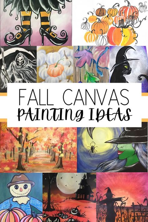 Fun fall canvas painting ideas every beginner painter must try as Autumn approaches! Fall Sip And Paint Ideas For Beginners, Paint Day Ideas, Christmas Paint Class Ideas, Fall Wine And Canvas Ideas, Fall Wine And Paint Ideas, Sip And Paint Ideas Mexican, Fall Diy Painting Ideas, Thanksgiving Paintings On Canvas Easy Step By Step, Fall Paint Ideas On Canvas