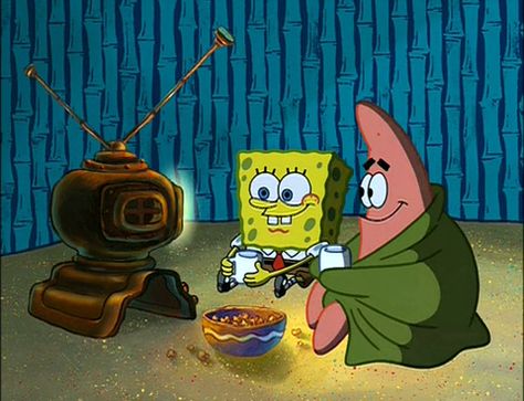 Spongebob And Patrick, Sponge Bob, Watching Movies, Bowl, Tv