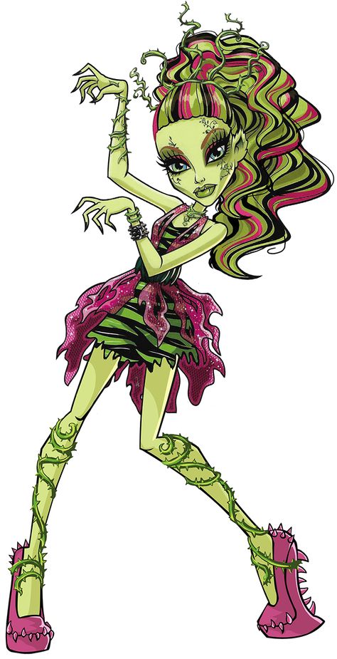 Monster High: Venus McFlytrap!  Venus McFlytrap is the daughter of a plant monster. Always loud and outspoken, she is an avid environmentalist, and is always encouraging others to take better care of the earth and her fellow plants. Her pet is a flytrap plant called Chewlian. Monster High Doll Collection, Eco Punk, Environmental Club, Monster High Wiki, Venus Mcflytrap, Plant Monster, High Characters, Arte Monster High, Moster High