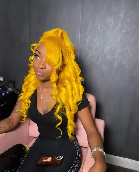 Yellow Wig, Bob Lace Wig, Wigs Bob, Hair Yellow, 13x4 Lace Front Wig, Frontal Wig Hairstyles, Pretty Hair Color, Girls Hairstyles Braids, Celebrity Hair Stylist