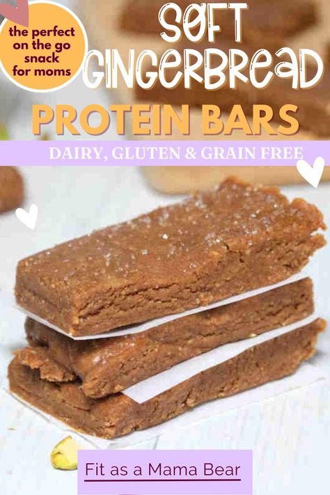 Easy to make and with a sweet but warm spiced flavor, these gingerbread protein bars have 25 grams of protein making them perfect for snacking! Protein Gingerbread, Gingerbread Protein, 25 Grams Of Protein, No Bake Protein Bars, High Protein Bars, Protein Bars Homemade, Protein Shake Smoothie, Protein Bites, No Bake Snacks