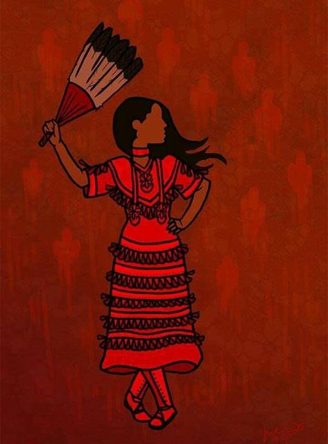 Earth Dress, Indigenous Pride, Mmiw Awareness, Native Drawings, Native American Drawing, Red Dress Day, Jingle Dress, Native Artwork, Native American Baskets