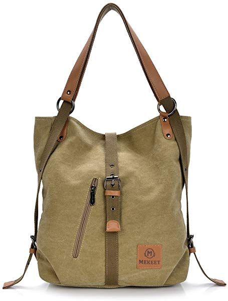 MEKEET Large Rucksack, Shoulder Bag Canvas Handbag Travel Backpack for Women Ladies Girls: Amazon.co.uk: Shoes & Bags Rose Gender, Sacs Tote Bags, Vintage Messenger Bag, Backpack Material, Canvas Messenger Bag, Convertible Bags, Baghdad, Canvas Handbags, Canvas Backpack