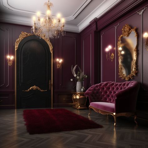 Perfume Showroom, Podcast Background, Bridal Boutique Interior, Tattoo Home, Glamour Interiors, Burgundy Living Room, Inspiration Wall Art, Victorian Room, Aesthetic Door