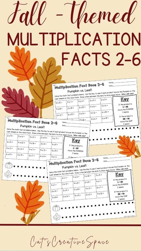 Fall Multiplication Fact Practice Activity - Math Facts 2 - 6 Multiplication Fact Fluency, Thanksgiving Math Activities, Multiplication Facts Practice, Fact Practice, Easy Math, Math Fact Practice, Math Activities Elementary, Holiday Math, Multiplication Practice