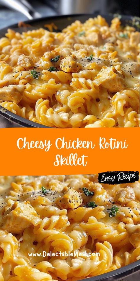 Chicken Rotini Recipes, Rotini Pasta Recipes Easy, Chicken Rotini, Rotini Pasta, Cheesy Pasta, Garlic Butter Chicken, Diced Chicken, One Pan Meals, Cheesy Chicken