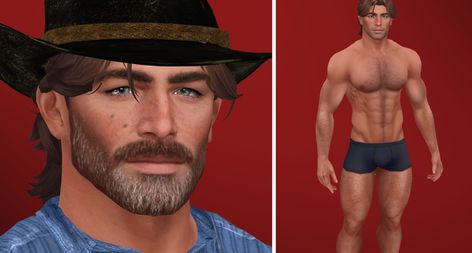 Arthur Morgan Sims 4, Ts4 Facial Hair, Sims 4 Henford-on-bagley, Cowboy Sims 4 Cc, Sims 4 Dnd Cc, Sims 4 Cowboy Cc, Sims 4 Reshade, Sims 4 Afro Hair, Sims 4 Male Clothes