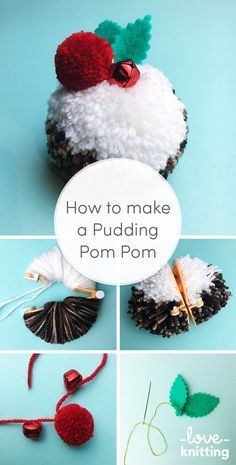 Free tutorial How to make a Christmas Pudding Pom Pom - Find the tutorial on the LoveKnitting blog! Pompom Tutorial, Christmas Pom Pom Crafts, Christmas Pom Pom, Pom Pom Crafts, Christmas Pudding, Christmas Makes, Christmas Sewing, Christmas Crafts For Kids, Christmas Knitting