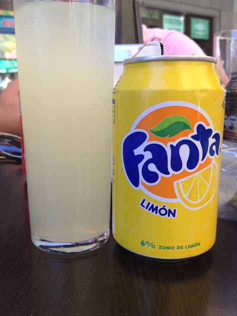 Fanta Limón--you can only find it in Spain. While I was there, I became addicted and am now going through withdrawals. Fanta Lemon, Lemon Slush, American Drinks, Lemon Drink, Fanta Can, Girls Holiday, Dope Hairstyles, Summer 2024, Find It