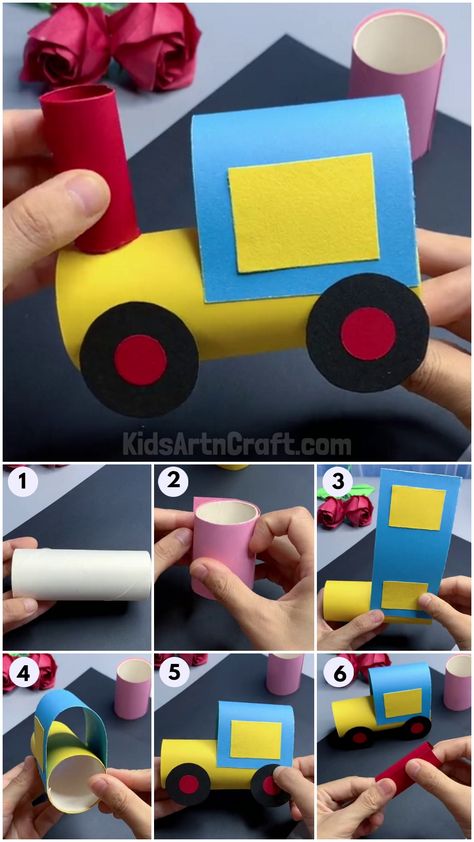 Train Crafts For Preschoolers, Toilet Paper Roll Train, Toys Crafts Preschool, Train Craft For Preschool, Preschool Train Crafts, Train Art Preschool, Art And Craft Transportation, Preschool Train Craft, Craft Transportation For Kids