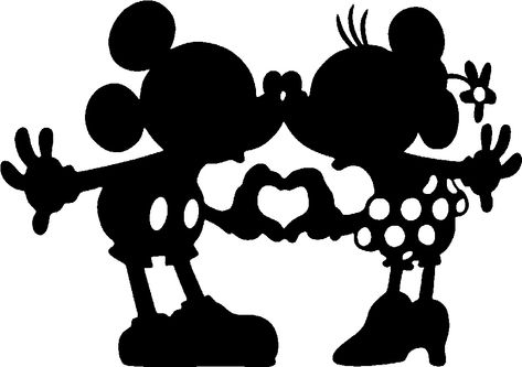 Silhouettes Disney, Silhouette Disney, Mickey And Minnie Kissing, Scrapbook Disney, Mouse Silhouette, Disney Silhouette, Disney Silhouettes, Idee Cricut, Valentines Day Pictures