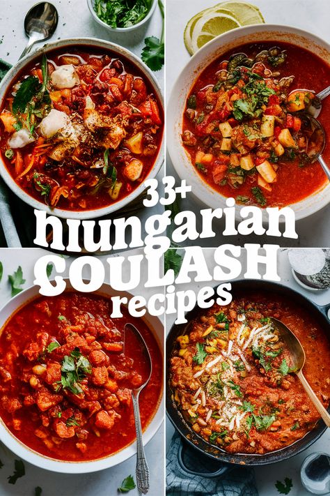 33+ Amazing Hungarian Goulash Recipes You Must Try for a Cozy Meal Tonight!... Warm up your evenings with delicious Hungarian goulash recipes that will fill your kitchen with wonderful aromas!... From hearty beef to tasty vegetarian options there's something for everyone. Enjoy rich flavors of paprika onions and tomatoes. Perfect for family dinners or cozy nights in. Your taste buds will thank you!... https://ostrali.com/foodr/hungarian-goulash-recipes Goulash Recipes Vegetarian, Austrian Goulash Recipes, Traditional Hungarian Goulash Recipes, Lecso Hungarian, Hungarian Recipes Traditional, Hungarian Goulash Recipes, Hungarian Goulash Soup, Vegetarian Goulash, Hungarian Beef Stew