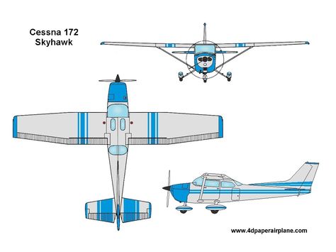 4D model of Cessna 172 Skyhawk. #4dpa Balsa Glider, Airplane Template, Cessna 172 Skyhawk, Blue Sky Images, Paper Airplane Template, Cessna 150, Cessna Aircraft, Flight Lessons, Paper Airplane Models