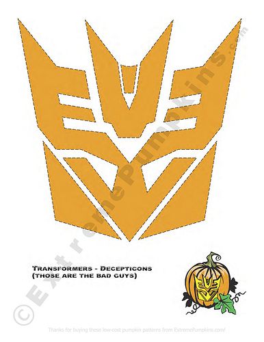 Transformers Pumpkin Carving, Transformer Pumpkin Carving, Transformer Pumpkin, Transformers Pumpkin, Mending Ideas, Pumpkin Carving Pattern, Decepticon Logo, Pumpkin Stencils, Halloween Pumpkin Carving Stencils