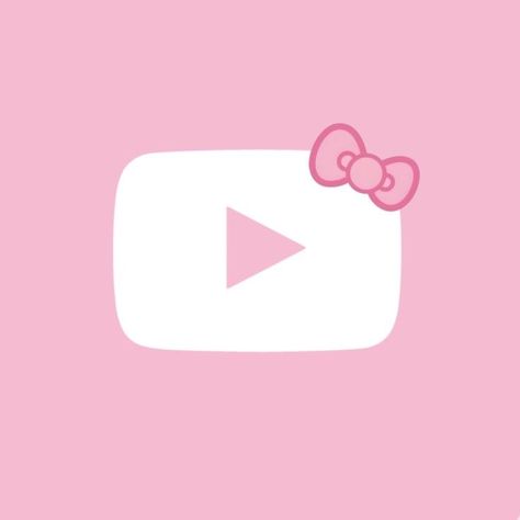 Aesthetic Youtube Wallpaper, App Logos Pink, Pink Kawaii Icons For Apps, Pink Youtube Aesthetic, Aesthetic Cute Pink Icon, Kawaii Youtube Icon, Tiktok Hello Kitty Icon, You Tube Aesthetic, Pink Icons Youtube