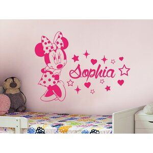 Decal House Tinkerbell Nursery Wall Decal | Wayfair Minnie Mouse Wall Decals, Disney Letters, Mouse Wall, Gold Decal, Name Wall Decals, Nursery Baby Room, Personalized Baby Girl, Nursery Wall Decals, Baby Store