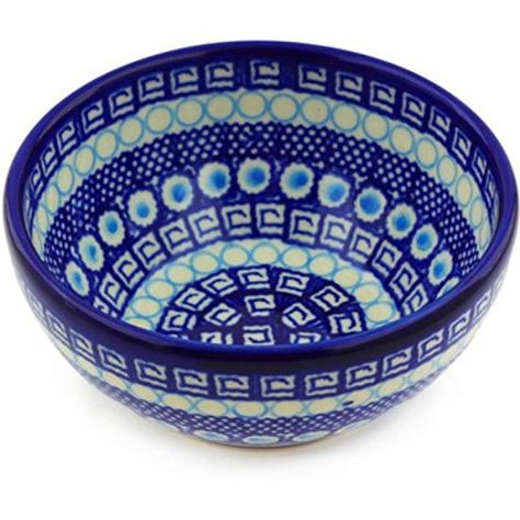 Ceramika Bona H2923G Polish Pottery Ceramic Bowl Hand Painted, 6-Inch Red Wreath, Pasta Bowl Set, Blue Valentine, Polish Stoneware, Stoneware Bowl, Pottery Bowl, Kitchen Cookware, Rice Bowl, Dessert Bowls