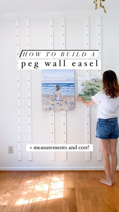 Read my blog post (link in bio) for the full instructions! It only took me one day to build (by myself) and I can’t wait to paint here for… | Instagram Diy Paint Brush Drying Rack, Diy Ballet Barre Wall, Canvas Painting Storage Racks, Art Studio Room Paint & Paint Tools, Art Studio Storage Paint & Paint Tools, Beach Garage, Wall Easel, Easel For Painting, Garage Art Studio