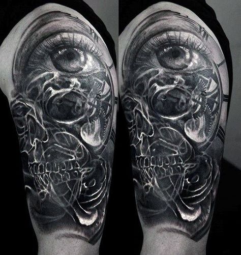 Cool Mens Half Sleeve Eye With Smoke Cover Up Tattoo Designs Half Sleeve Cover Up Tattoo Men, Mens Cover Up Tattoos Arm, Arm Cover Tattoo Men, Cover Uo Tattoo Ideas For Men, Cover Up Ideas For Men, Dark Tattoo Cover Up Ideas For Men, Sleeve Cover Up Tattoo, Tattoo Cover Up Ideas For Men, Coverup Tattoo Design For Man