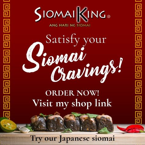 Craving for Siomai? Why wait if you can order now! Just Click the photo Siomai King, King Video, Taste Buds, The Photo, Order Now, Yummy Food, Canning, Quick Saves