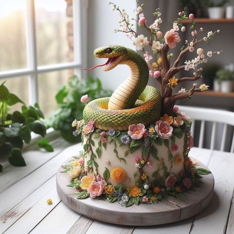 Snake Cake Ideas, Snake Cake, Snake Cakes, Halloween Cookie Recipes, Elegant Birthday Cakes, Christmas Cake Recipes, Creative Cake Decorating, Birthday Cakes For Women, Cakes For Women