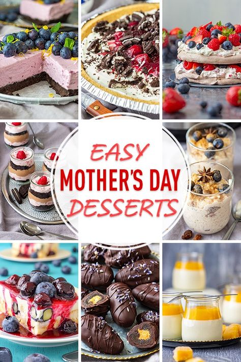 Surprise your mom this Mother’s Day with a homemade dessert. All these easy Mother’s Day desserts have a simple and quick preparation. 10 desserts that anyone can do! #happyfoodstube #mothersday #desserts Easy Mothers Day Desserts Simple, Easy Desserts To Make, Australian Desserts, No Bake Cherry Cheesecake, Mothers Day Desserts, Grilled Sweet Potatoes, Deserts Easy, Southern Desserts, Chocolate Waffles