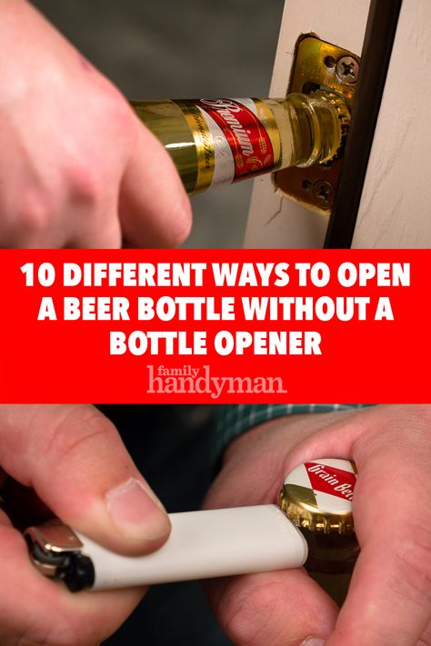 10 Different Ways to Open a Beer Bottle without a Bottle Opener How To Open A Bottle Without Opener, Diy Beer Opener Wall Mount, Bottle Opener Diy, Wall Beer Bottle Opener, Angry Orchard, Beer Box, Beer Caps, Party Hacks, Beer Bottle Opener